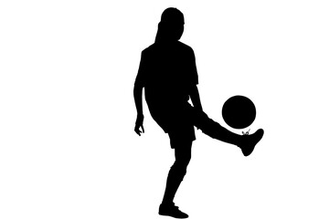 Digital png silhouette image of female football player on transparent background