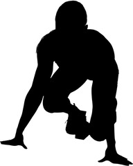 Digital png silhouette image of male runner on transparent background