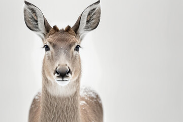 Head shot of a roe deer isolated on a white background. created with generative AI