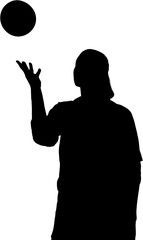 Digital png silhouette image of woman throwing ball on transparent background