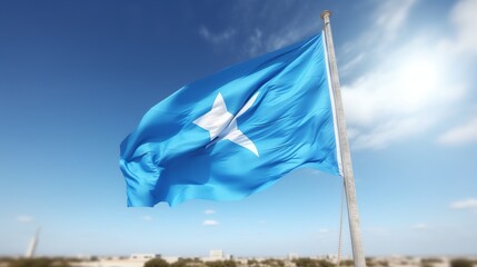 flag is isolated.close up of a Somali flag waving in the wind, Generative Ai