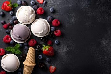 Frozen Delights: Vibrant Background with Ice Creams and Berry Decor