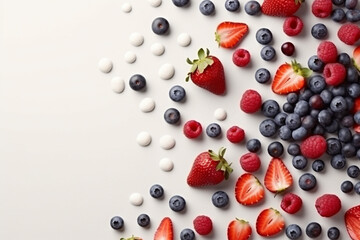 Frozen Delights: Vibrant Background with Ice Creams and Berry Decor