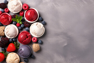 Frozen Delights: Vibrant Background with Ice Creams and Berry Decor