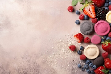 Frozen Delights: Vibrant Background with Ice Creams and Berry Decor