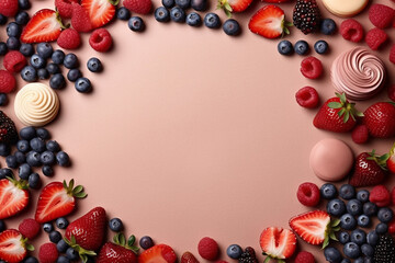 Frozen Delights: Vibrant Background with Ice Creams and Berry Decor