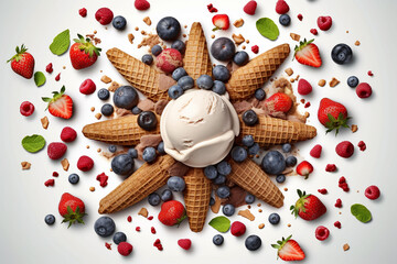 Frozen Delights: Vibrant Background with Ice Creams and Berry Decor