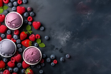 Frozen Delights: Vibrant Background with Ice Creams and Berry Decor