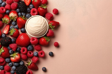 Frozen Delights: Vibrant Background with Ice Creams and Berry Decor