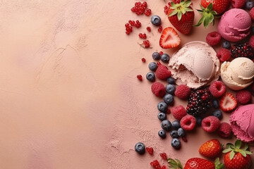 Frozen Delights: Vibrant Background with Ice Creams and Berry Decor