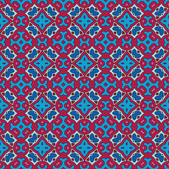Seamless and elegant Baroque pattern with flowers in pink, blue, purple