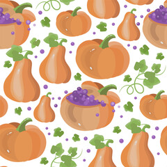 seamless pattern with pumpkins vector