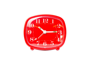 red clock isolated on white background, Clipping path