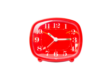 red clock isolated on white background, Clipping path