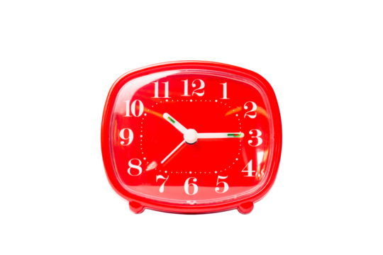 red clock isolated on white background, Clipping path