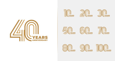 Minimal line anniversary logo collections. Birthday symbol for happy celebrations with luxury style