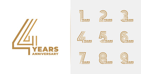 Minimal line anniversary logo collections. Birthday symbol for happy celebrations with luxury style