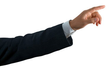 Businessman Finger Pressing an Imaginary Button , Pointing