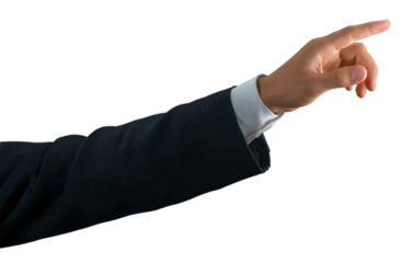 Businessman Finger Pressing an Imaginary Button , Pointing