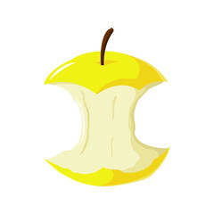 Yellow apple core. Vector flat illustration. Isolated on white.