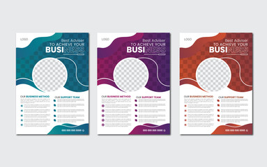 corporate modern business flyer with three different colors