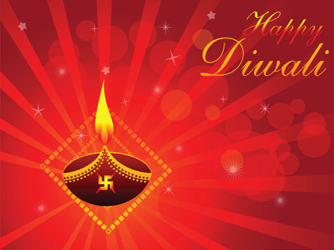abstract deepawali background with deepak vector illustration