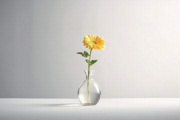 Yellow flower in vase, Generative AI