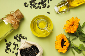 Concept of ingredients for cooking - Sunflower oil