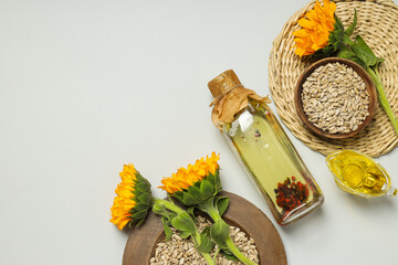 Concept of ingredients for cooking - Sunflower oil