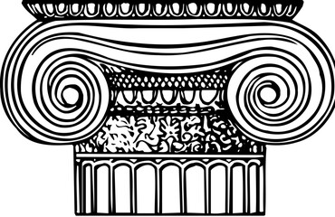 Ionic column isolated on white