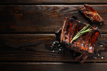 Tasty fried food - barbecue ribs, tasty fried meat