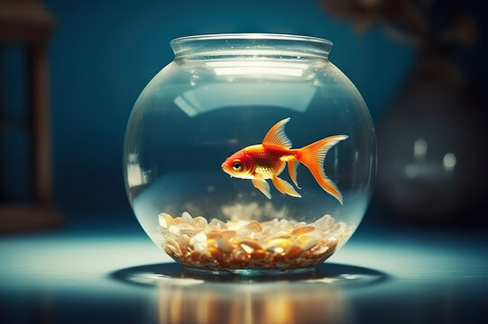 Tranquil Beauty Goldfish Swimming in a Serene Fish Tank Amidst a