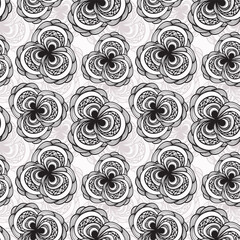 vector seamless monochrome floral pattern