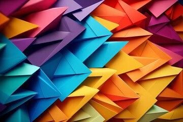 Vibrant Origami Paper: A Captivating Abstract Wallpaper, Generative AI.