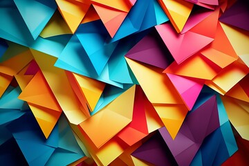 Vibrant Origami Paper: A Captivating Abstract Wallpaper, Generative AI.