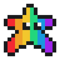 LGBT Pride Rainbow Cute Style Star, Pixelated Icon, Isolated