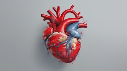 Naklejka premium A red and blue heart on a gray background. Generative ai