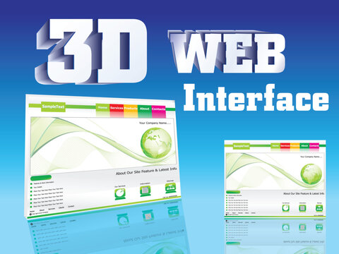 3d web interface design vector illustration