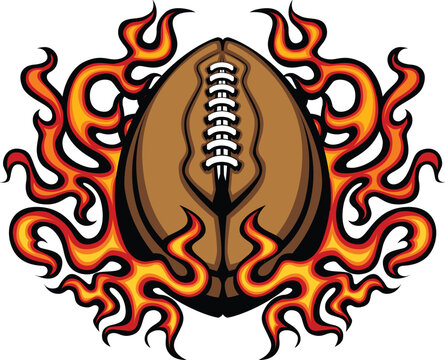 Graphic American Football vector image template with flames