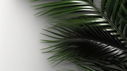 A detailed close up of a green palm leaf isolated on white background. Generative ai