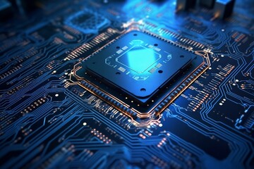 Advanced Technology Concept Visualization: Circuit Board. Generative AI