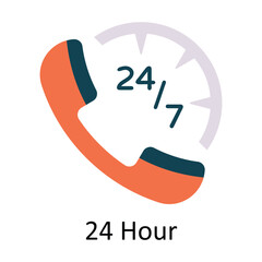 24 Hour  Vector  Flat Icon Design illustration. Ecommerce and shopping Symbol on White background EPS 10 File