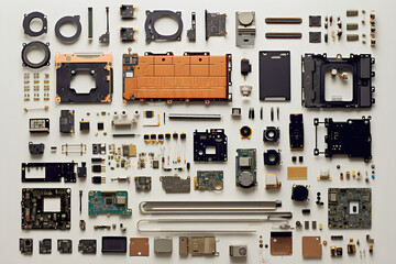 Electronic components knolling lay flat arrangement