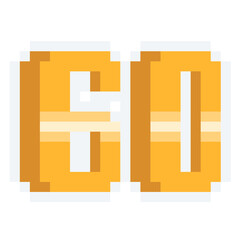 Pixel art gold number 60 icon.