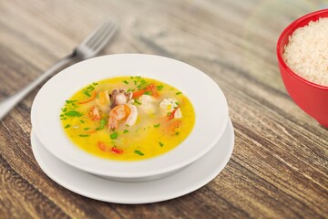 Tasty hot meat dish in bowl