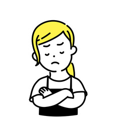 かわいい人物のイラストシリーズ _ 女性の店員_ 考える