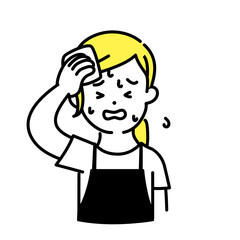 かわいい人物のイラストシリーズ _ 女性の店員_ 暑い