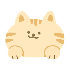 Cute Smile Beige Cream Cat Hanging Over Cartoon Illustration