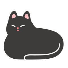 Cute Sleeping Black Cat Cartoon Illustration