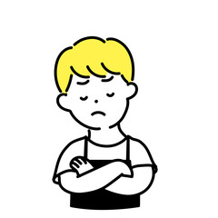 かわいい人物のイラストシリーズ _ 男性の店員_ 考える